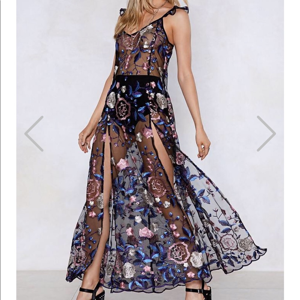 I Mesh You Embroidered Nasty Gal Dress
